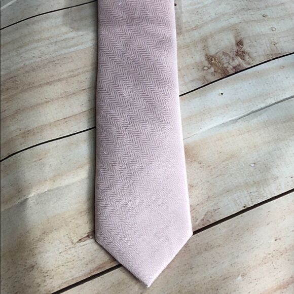 New Tie Bar Linen & Silk Pink Wedding Tie - Picture 6 of 8